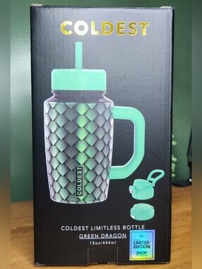Coldest Limitless Bottle, 15 Oz., Green Dragon, Limited Edition, NEW